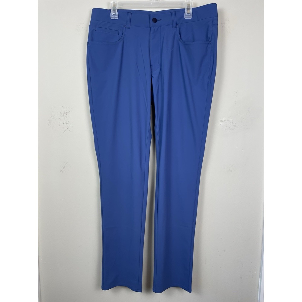 NEW Peter Millar Bingham Performance 5 Pocket Pants Mens 35x32 Ocean Blue Golf - Picture 2 of 10